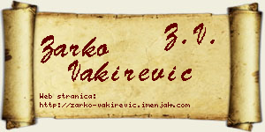 Žarko Vakirević vizit kartica